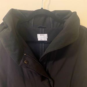 DKNY black long vest XL zipper and button closure